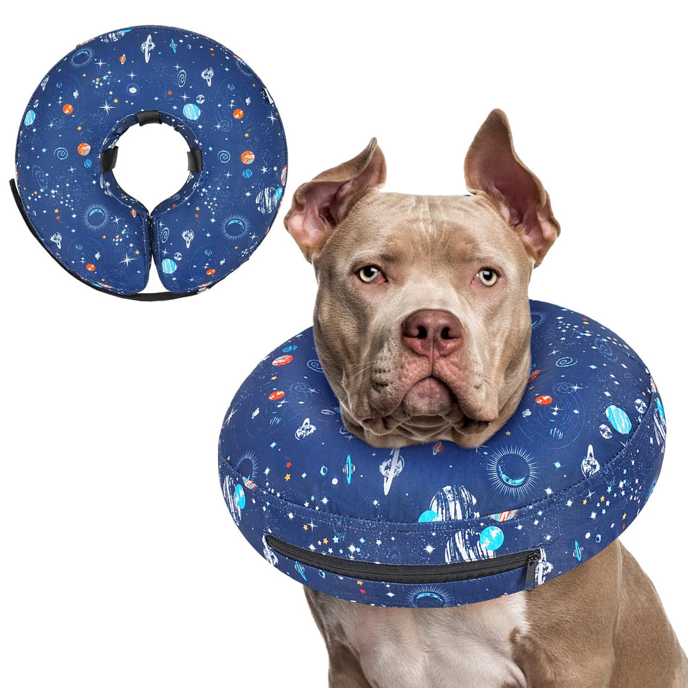 Supet collar inflable para perro con forma de donut, evita morder durante la recuperación.