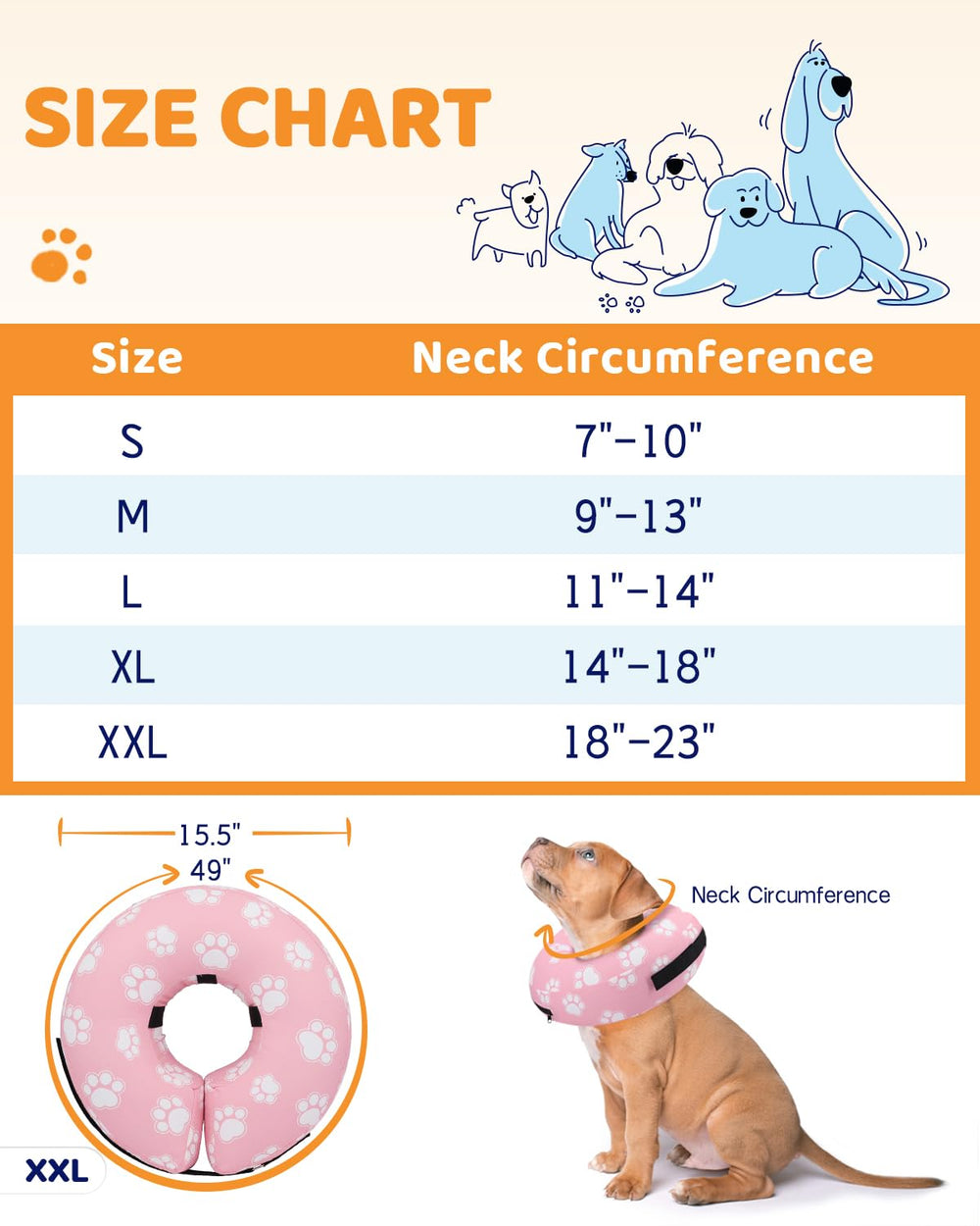 Supet collar inflable de tacto suave para mayor confort diario.