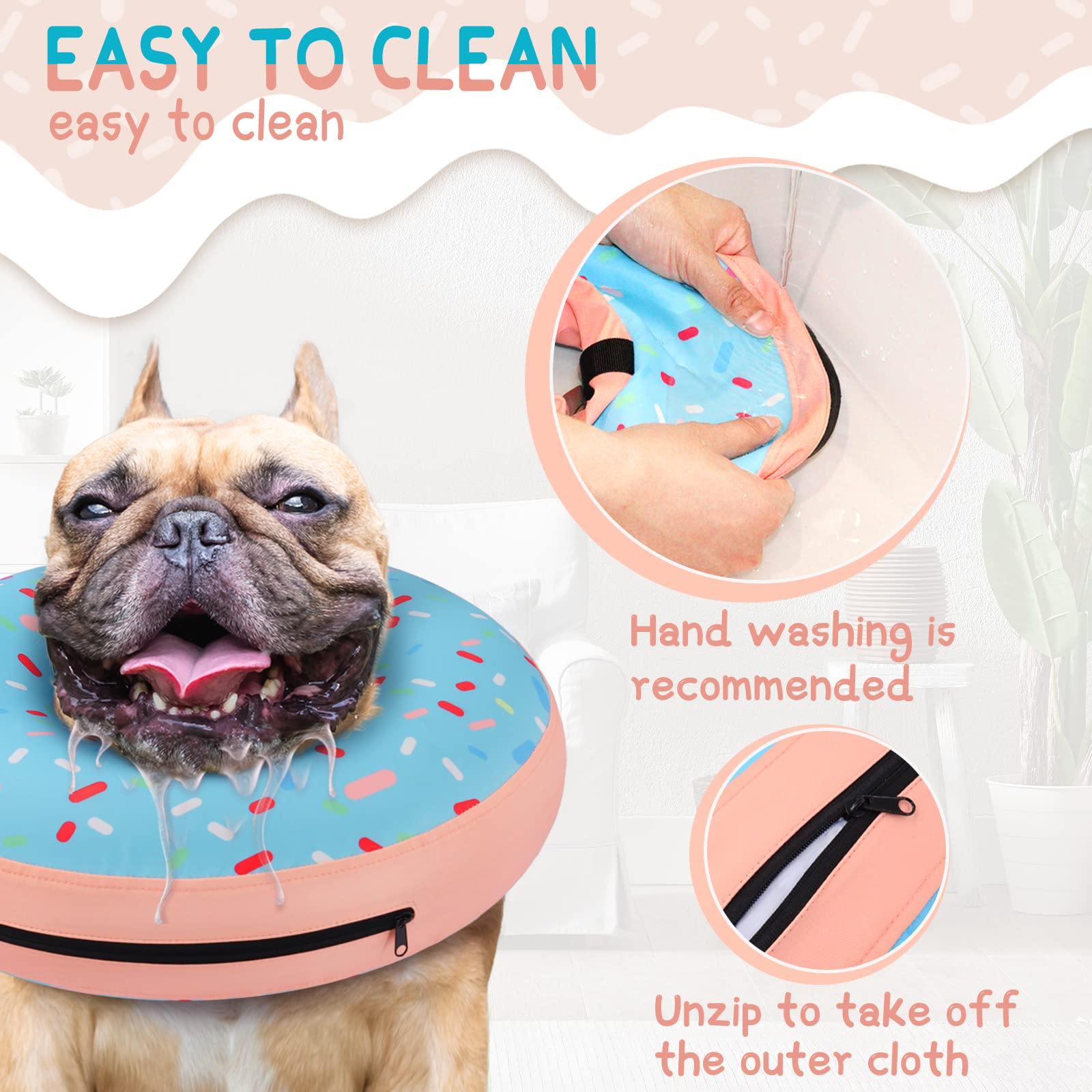 Supet collar inflable en uso cotidiano dentro de casa y al aire libre.