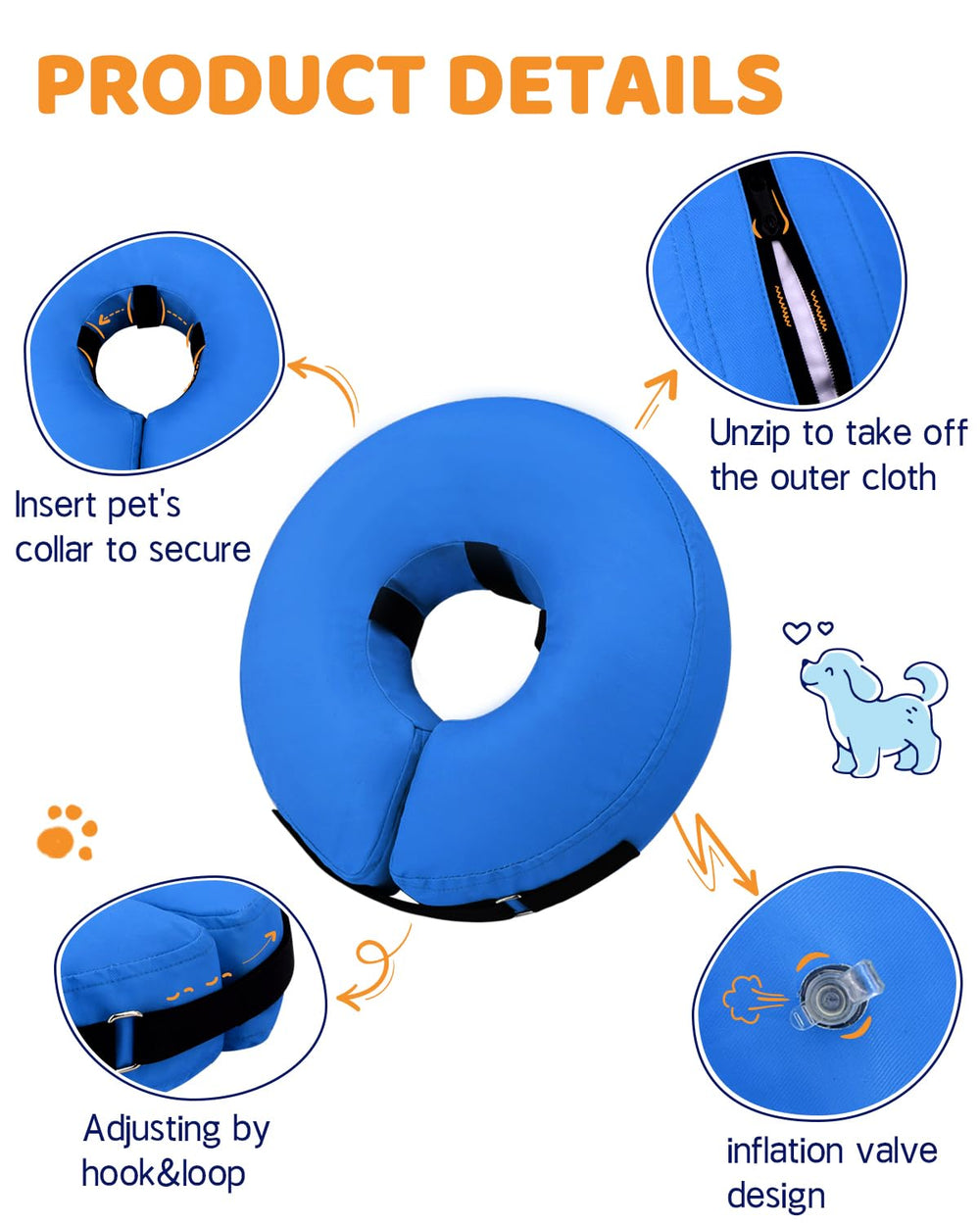 Supet collar inflable para uso postoperatorio y recuperación