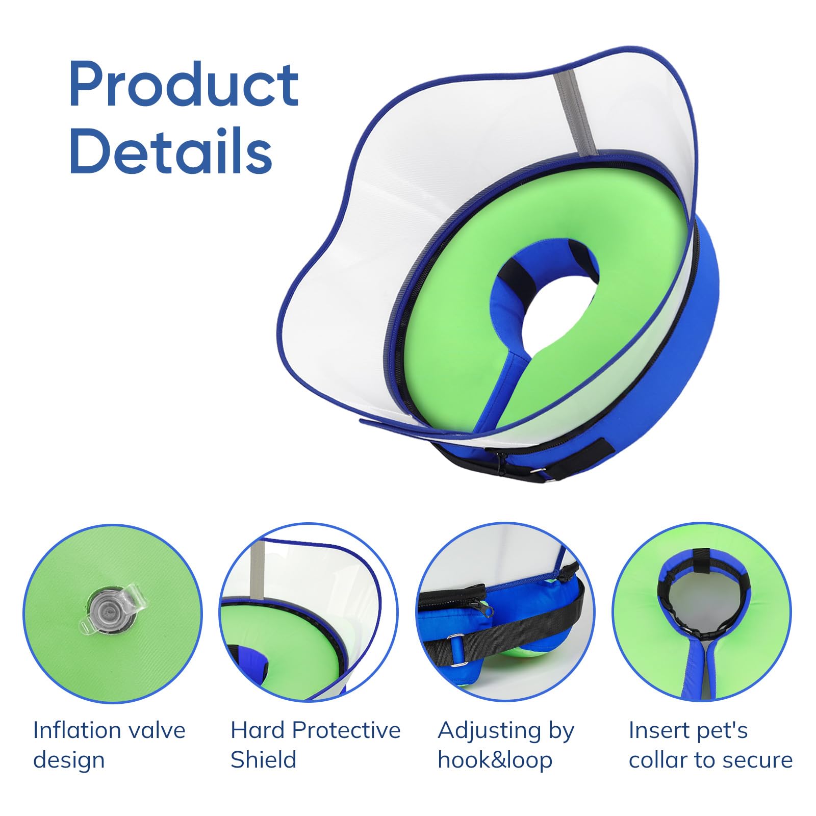 Supet collar rosquilla ajustable con correa interior se mantiene puesto.