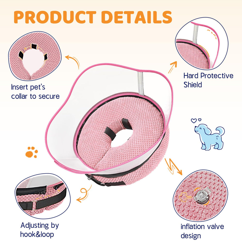 Supet collar rosquilla cómodo, visión clara para mascotas durante la recuperación.