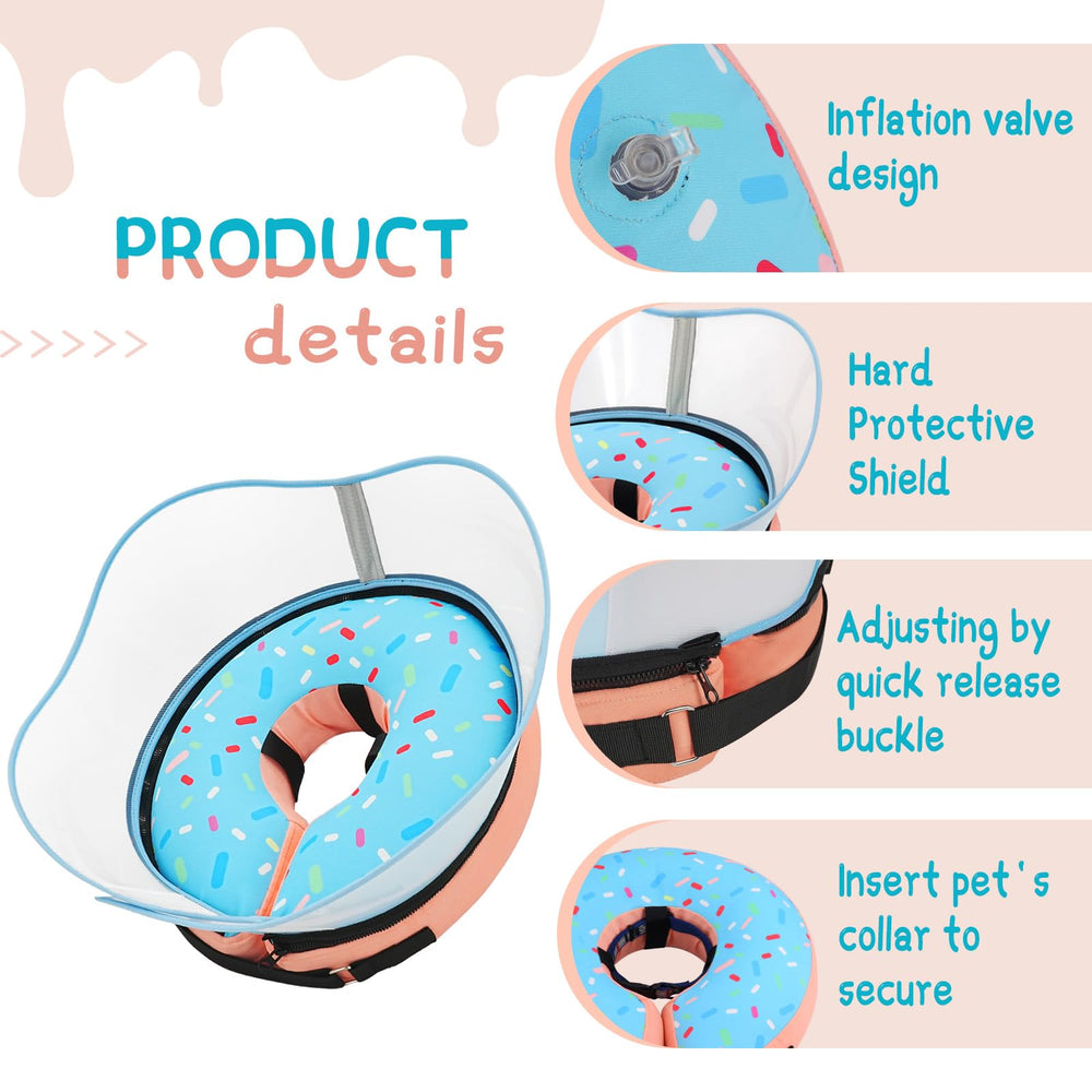 Supet collar rosquilla inflable, opción suave y ligera para descanso del perro.