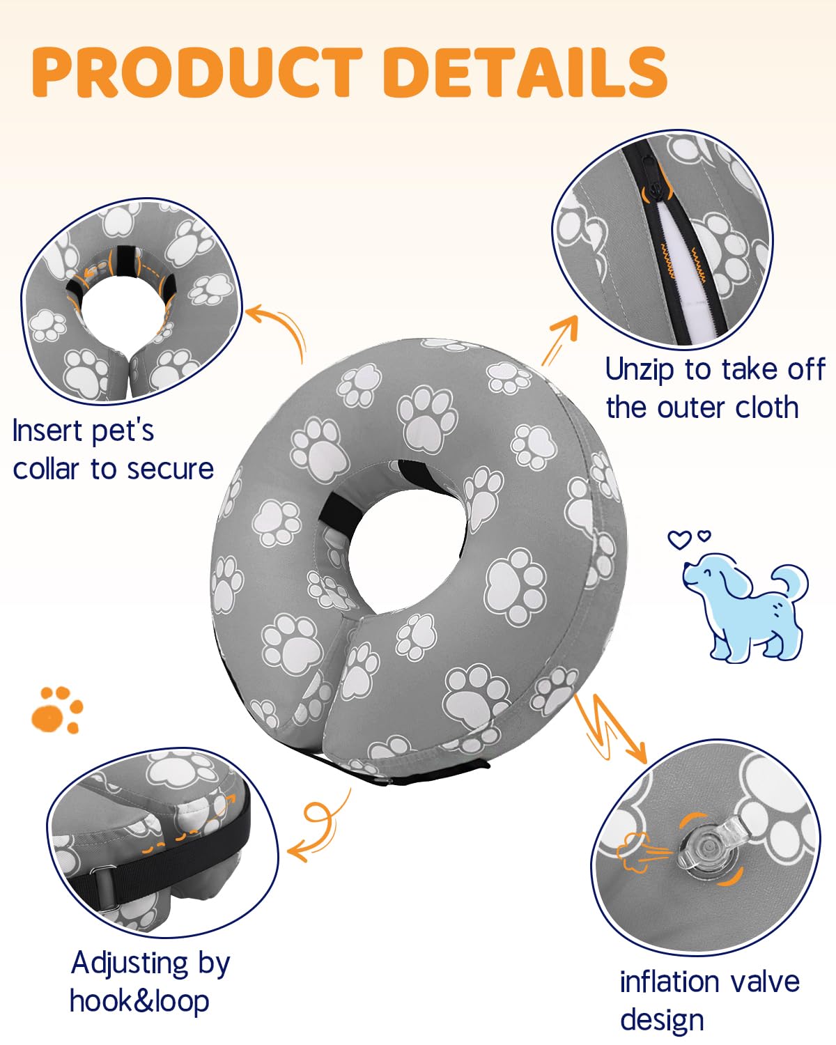 Supet collar de seguridad inflable, permite movilidad sin perder protección.