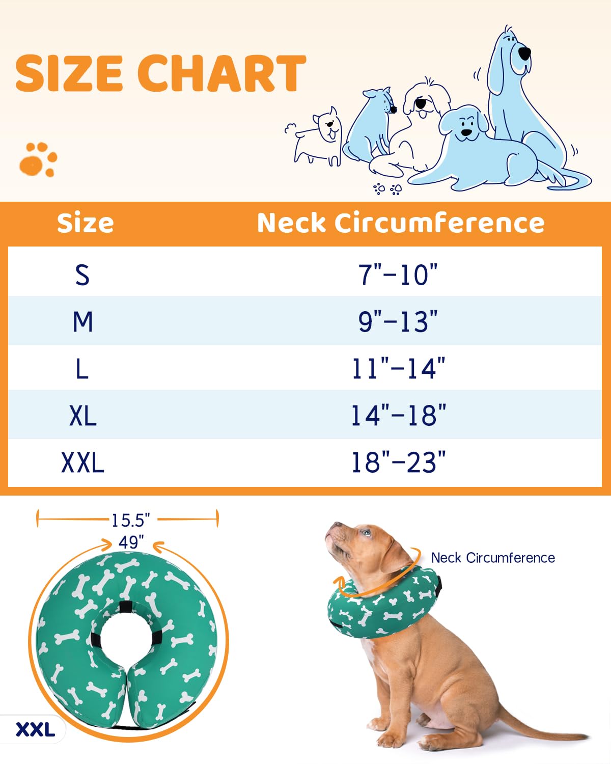 Supet cono inflable para perro, tela antiadhesiva: facilita limpieza y menos pelos.