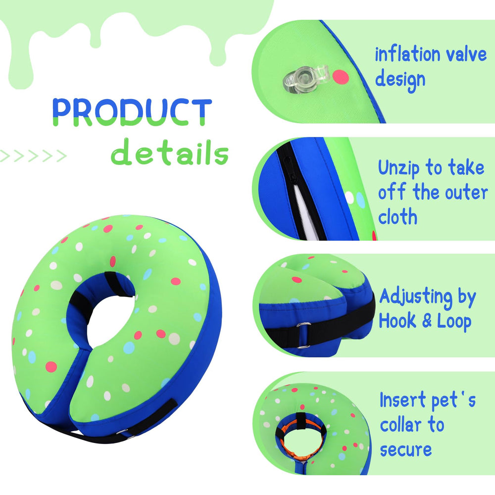 Supet cono inflable para perro, disponible en talla para razas grandes a pequeñas.