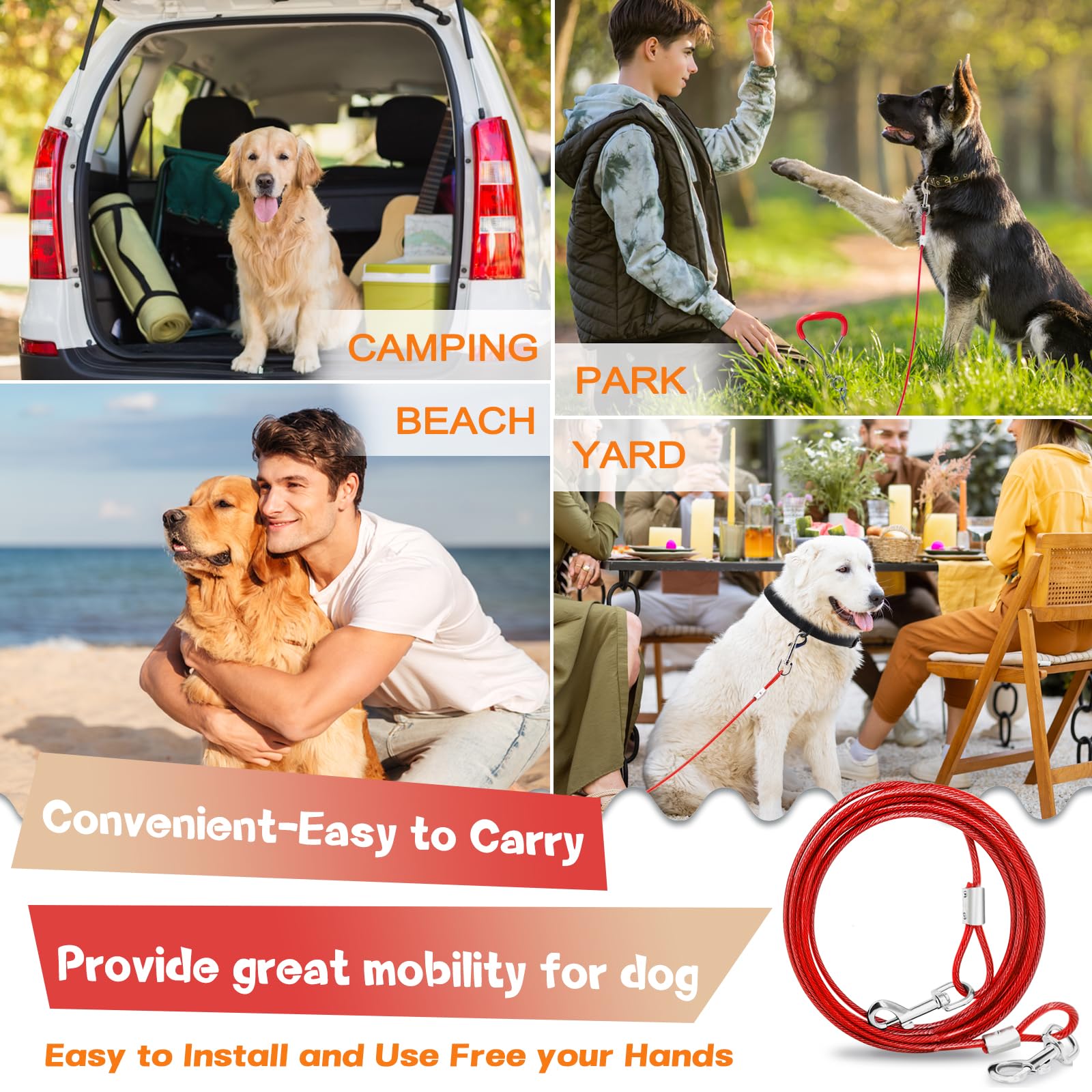 Uso exterior seguro en camping y jardín para perros.