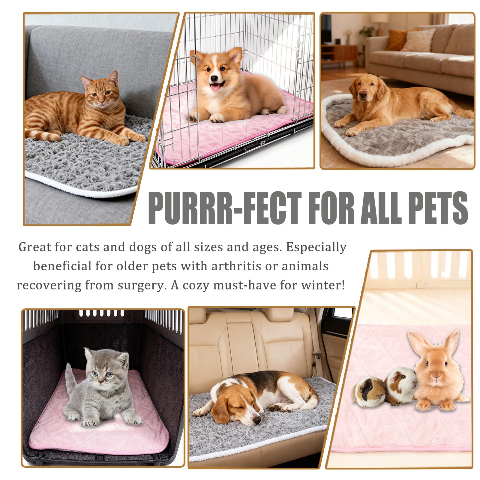 SUPRIY superficie duradera para mascotas, cómoda en cama o transportín.