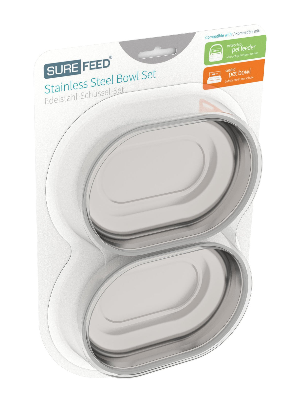 SureFeed cuencos de acero inoxidable, juego doble para mascotas, resistentes y fáciles de limpiar.