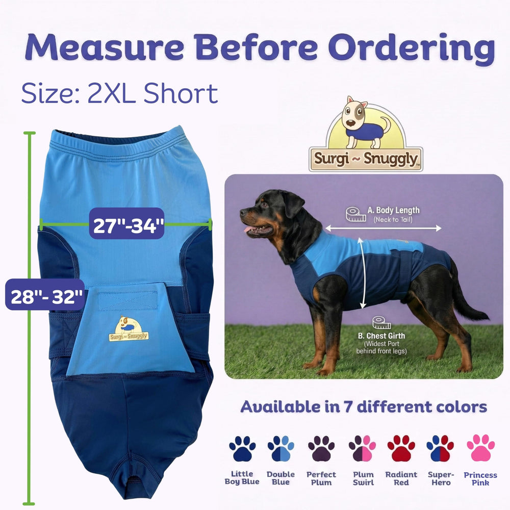 Surgi~Snuggly traje recuperación para perro cubre el pecho para la curación.