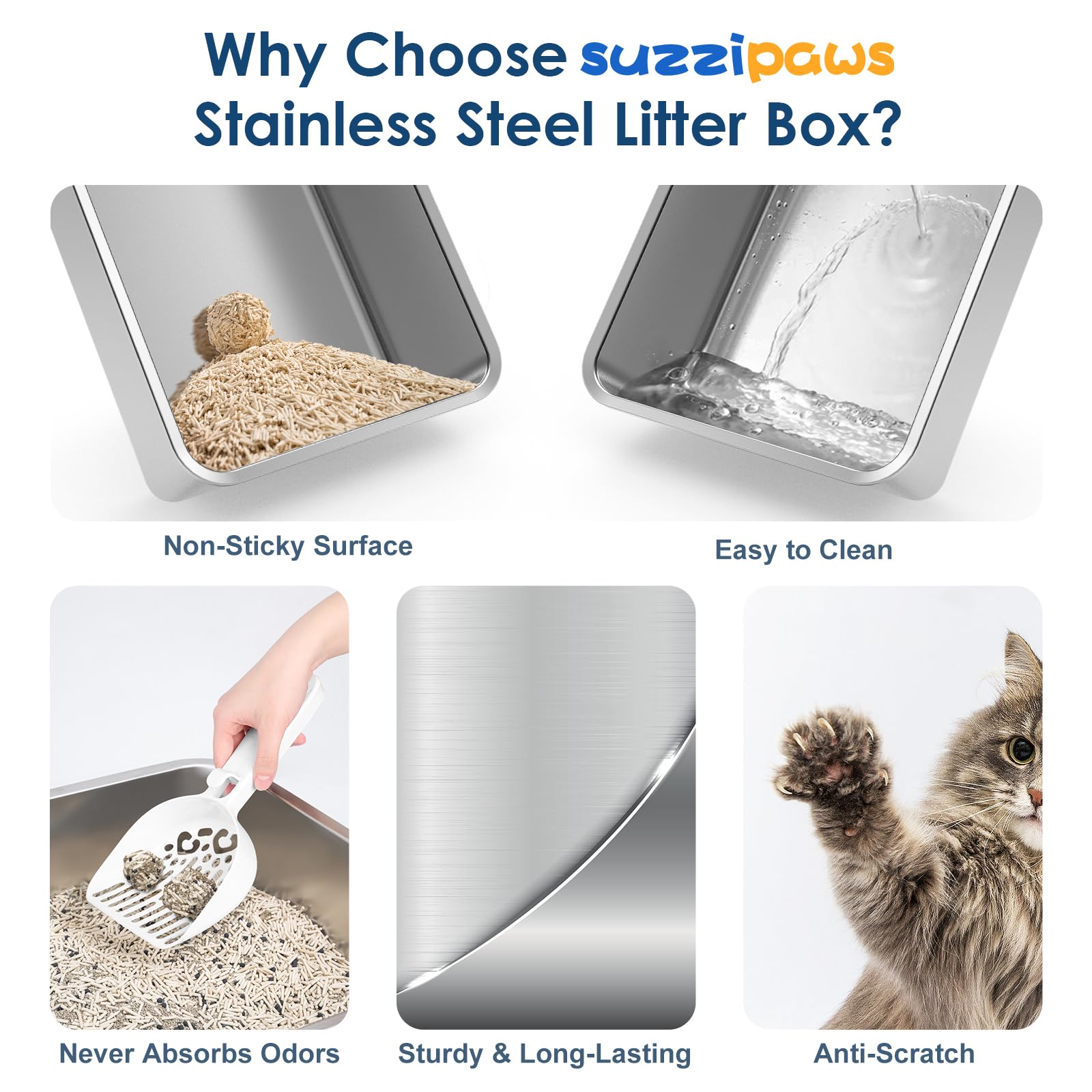 Suzzipaws acceso borde bajo, fácil entrada para gatitos y mascotas pequeñas.