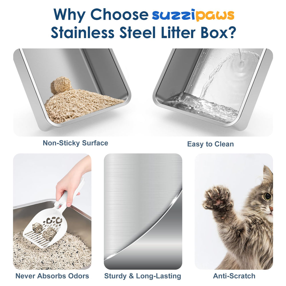 Suzzipaws acceso borde bajo, fácil entrada para gatitos y mascotas pequeñas.