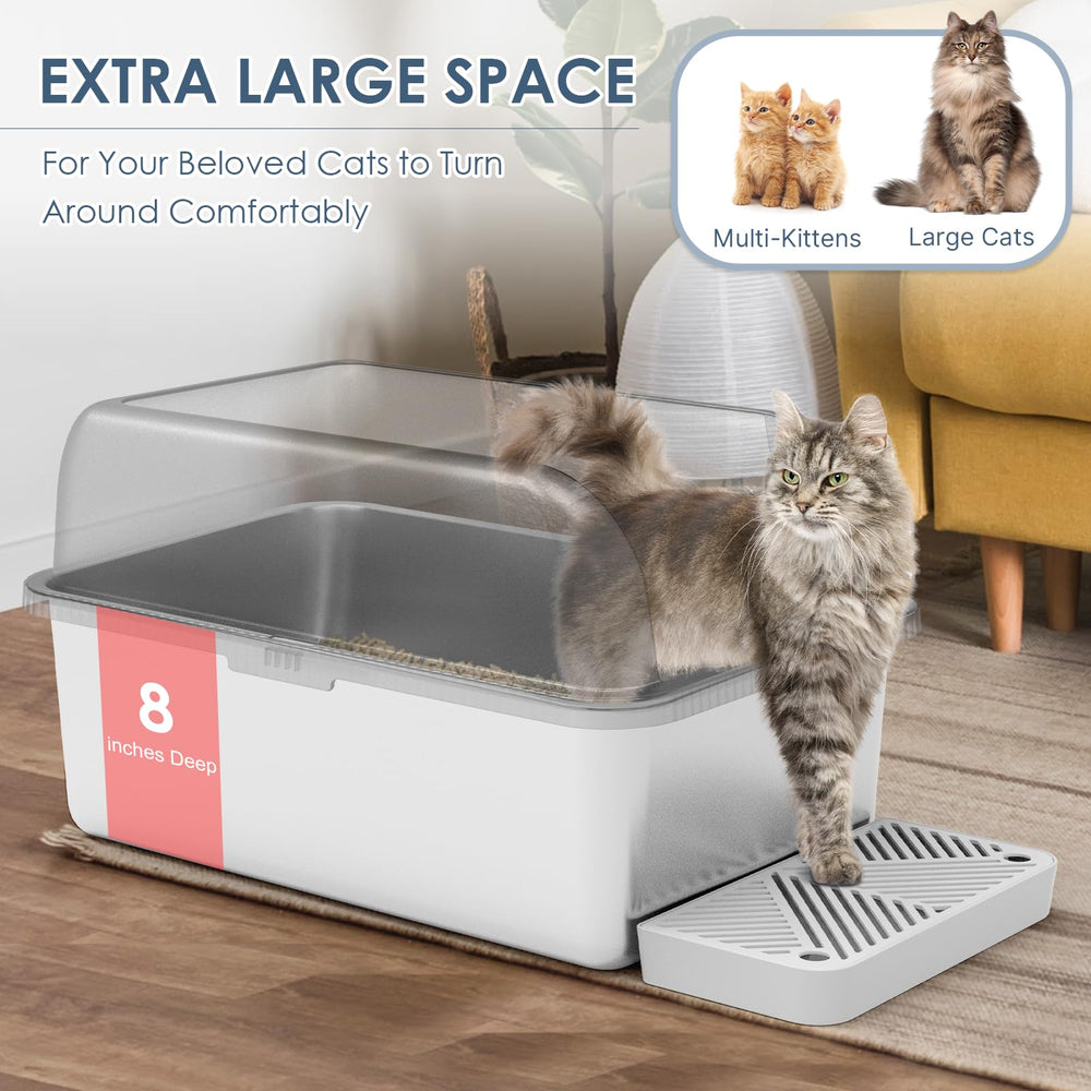 Caja de arena Suzzipaws superficie antiadhierente, facilita la limpieza y mantiene el área limpia.