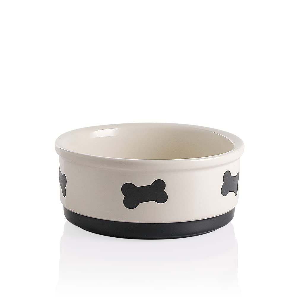 Tazón cerámico Sweejar con patrón de hueso en beige, ideal para comer sin derrames