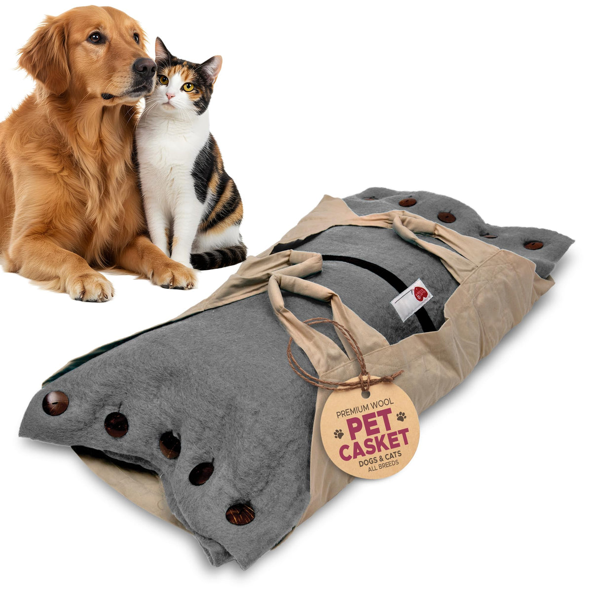 Sweet Goodbye Cocoon, caja de lana premium para mascotas, ideal para un ritual digno y suave