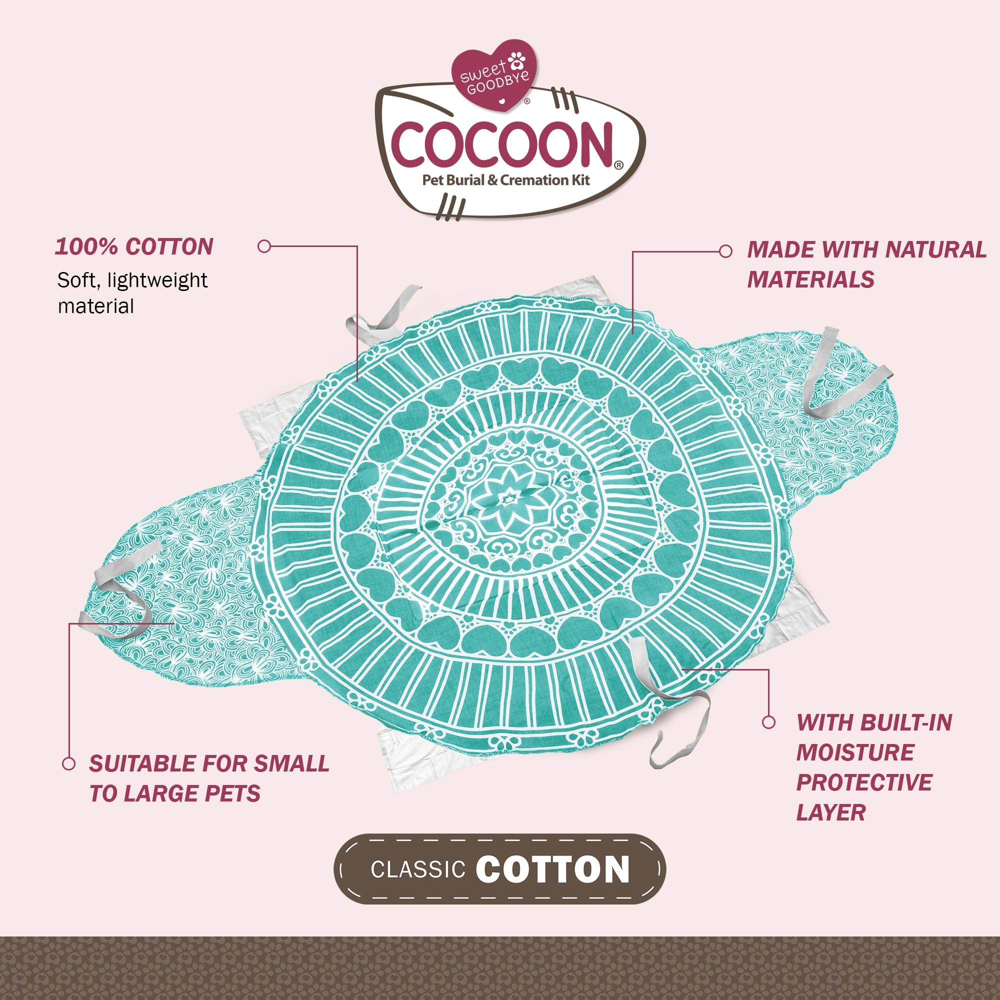 Sweet Goodbye Cocoon capas algodón natural suaves para envolver con dignidad