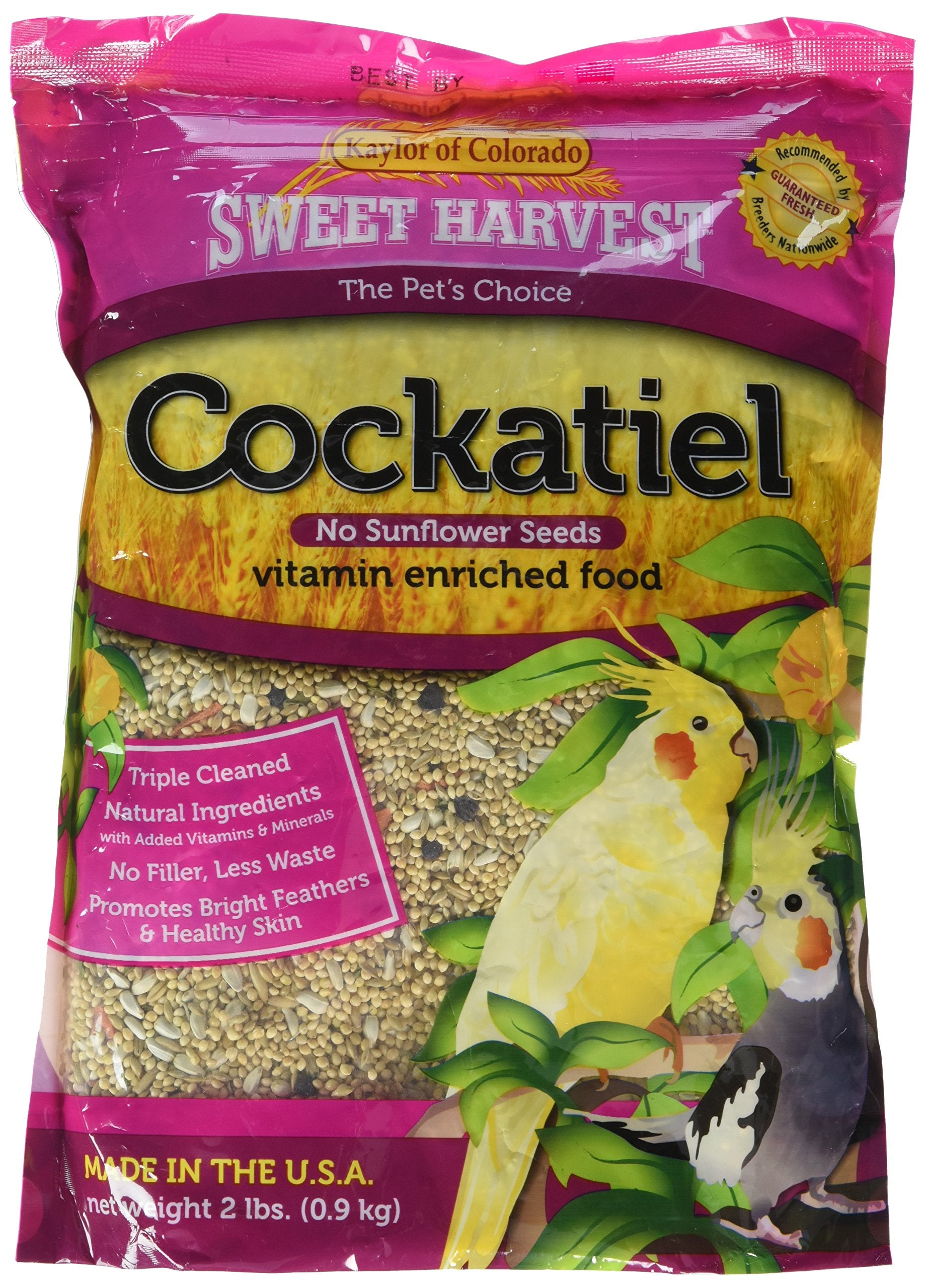 Comida para lorita australiana sin girasol de Sweet Harvest, bolsa de 2 lb para plumas brillantes
