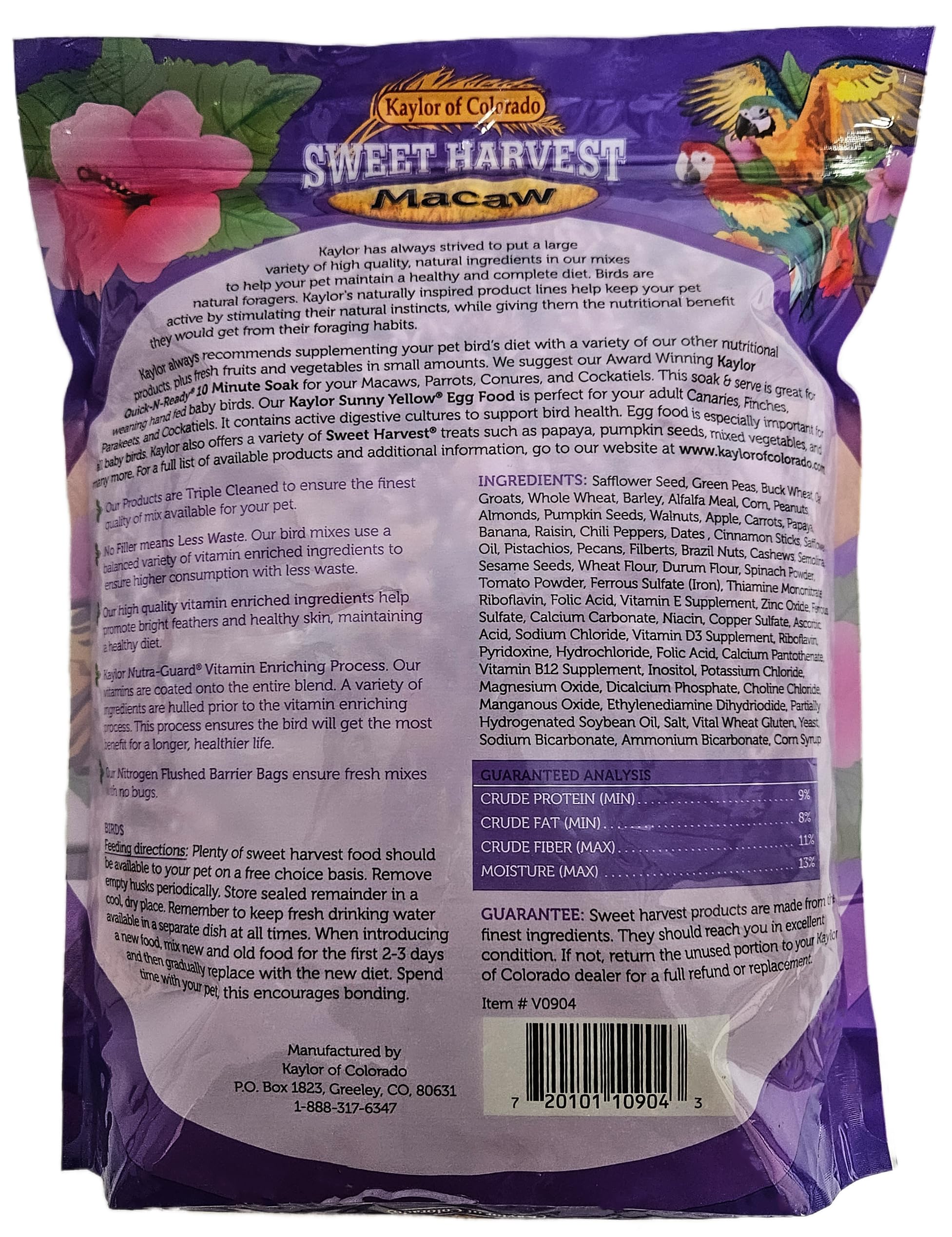 Sweet Harvest Macaw, selección de semillas, ideal para una dieta equilibrada de guacamayos.