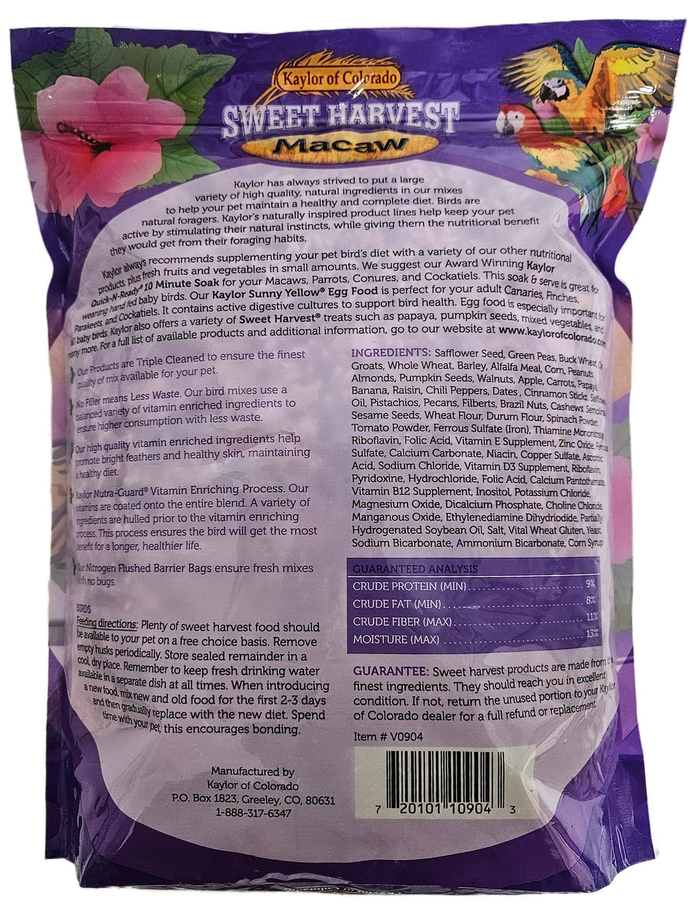 Sweet Harvest Macaw, selección de semillas, ideal para una dieta equilibrada de guacamayos.