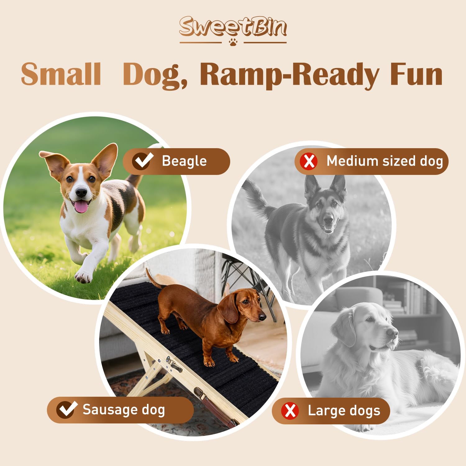 SweetBin rampa ajustable 12 pulgadas para subir a muebles.