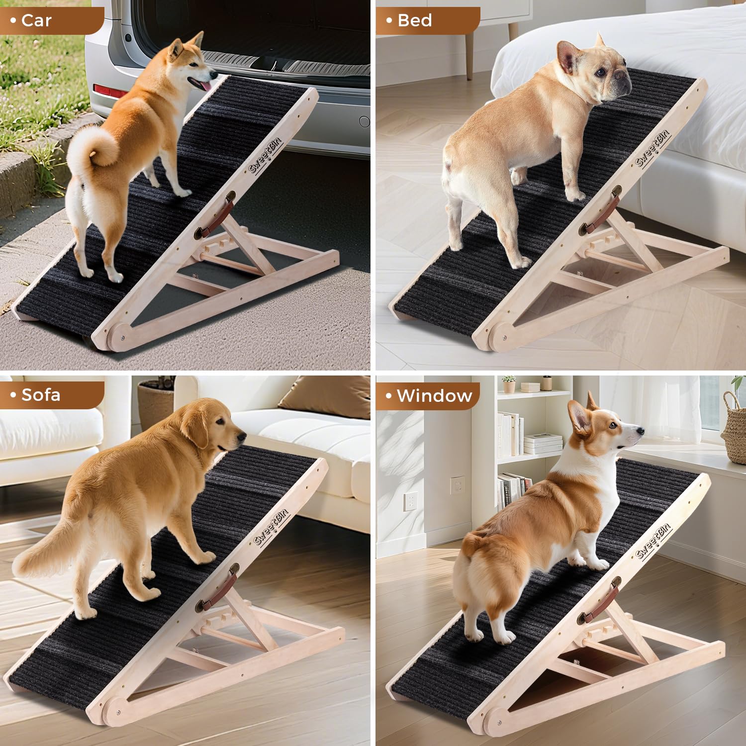 SweetBin rampa para perro, almacenamiento ligero y portátil para viajar.