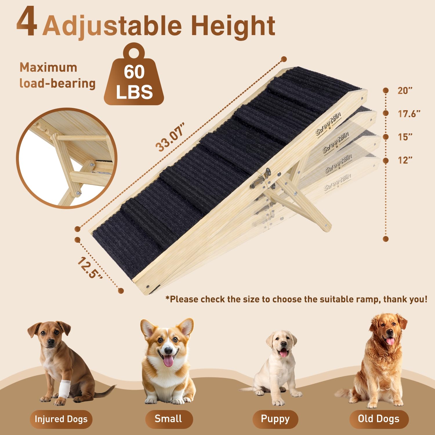 SweetBin rampa para perro en cama, ideal para mascotas mayores.