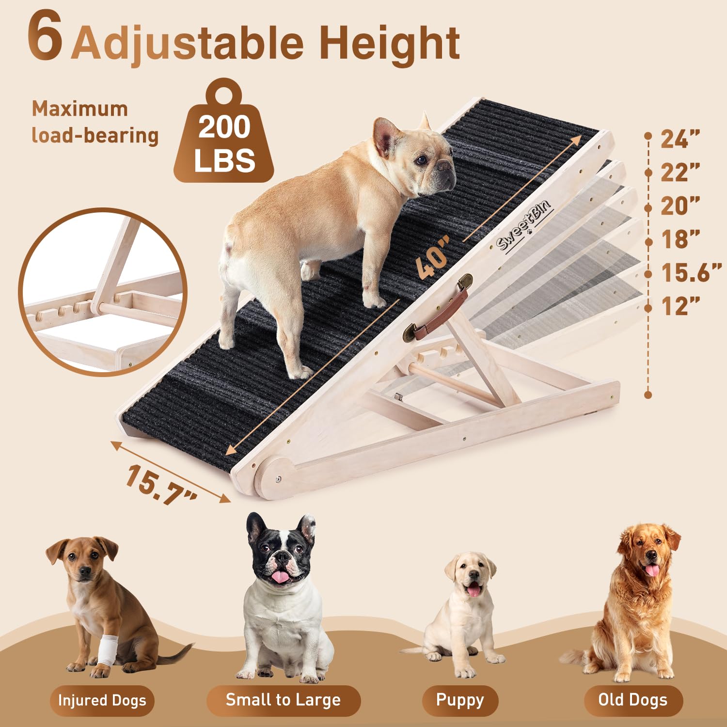 SweetBin rampa para perro coche plegable ideal para viajes y coche.