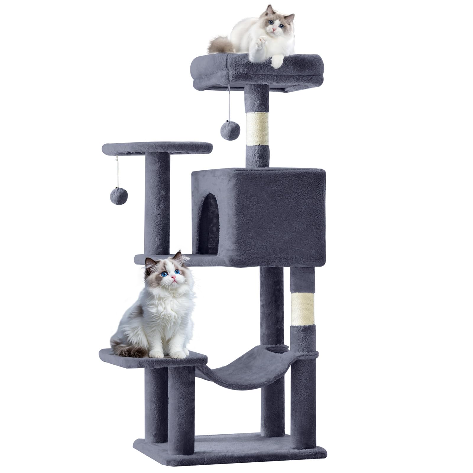 Sweetcrispy árbol para gatos 44 pulgadas, base estable y antivuelco para hogares activos.