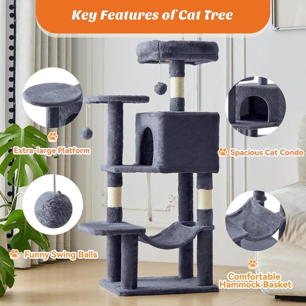Sweetcrispy árbol para gatos 44 pulgadas, hamaca para relajación y observación.