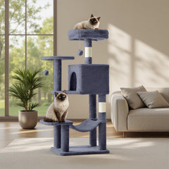 Sweetcrispy árbol para gatos 44 pulgadas con postes de sisal para afilar uñas.