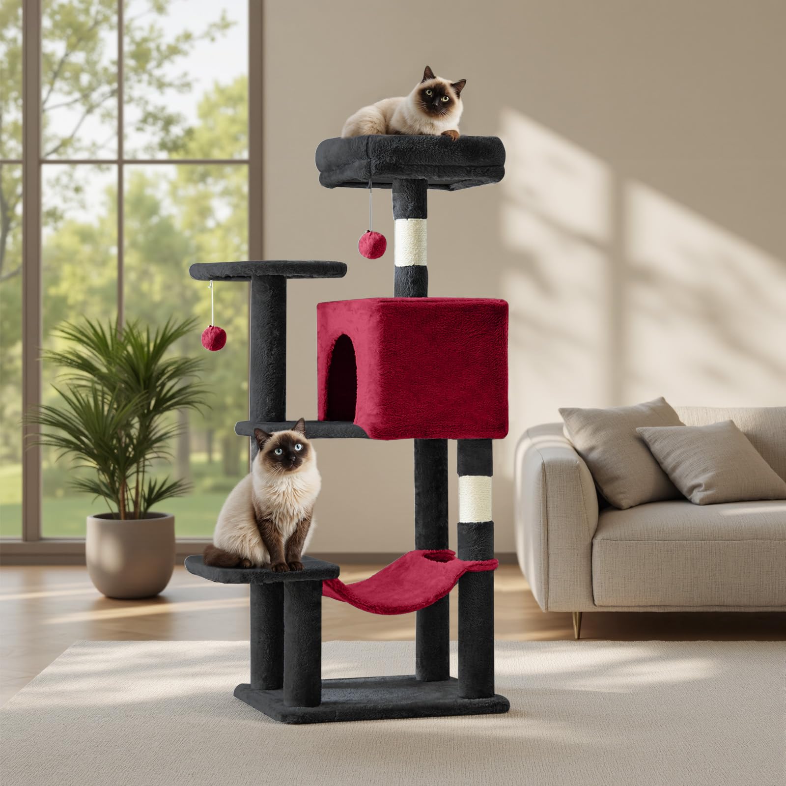 sweetcrispy arbol-gato-44 pulgadas: cómodo para trepar y descansar dentro de casa.