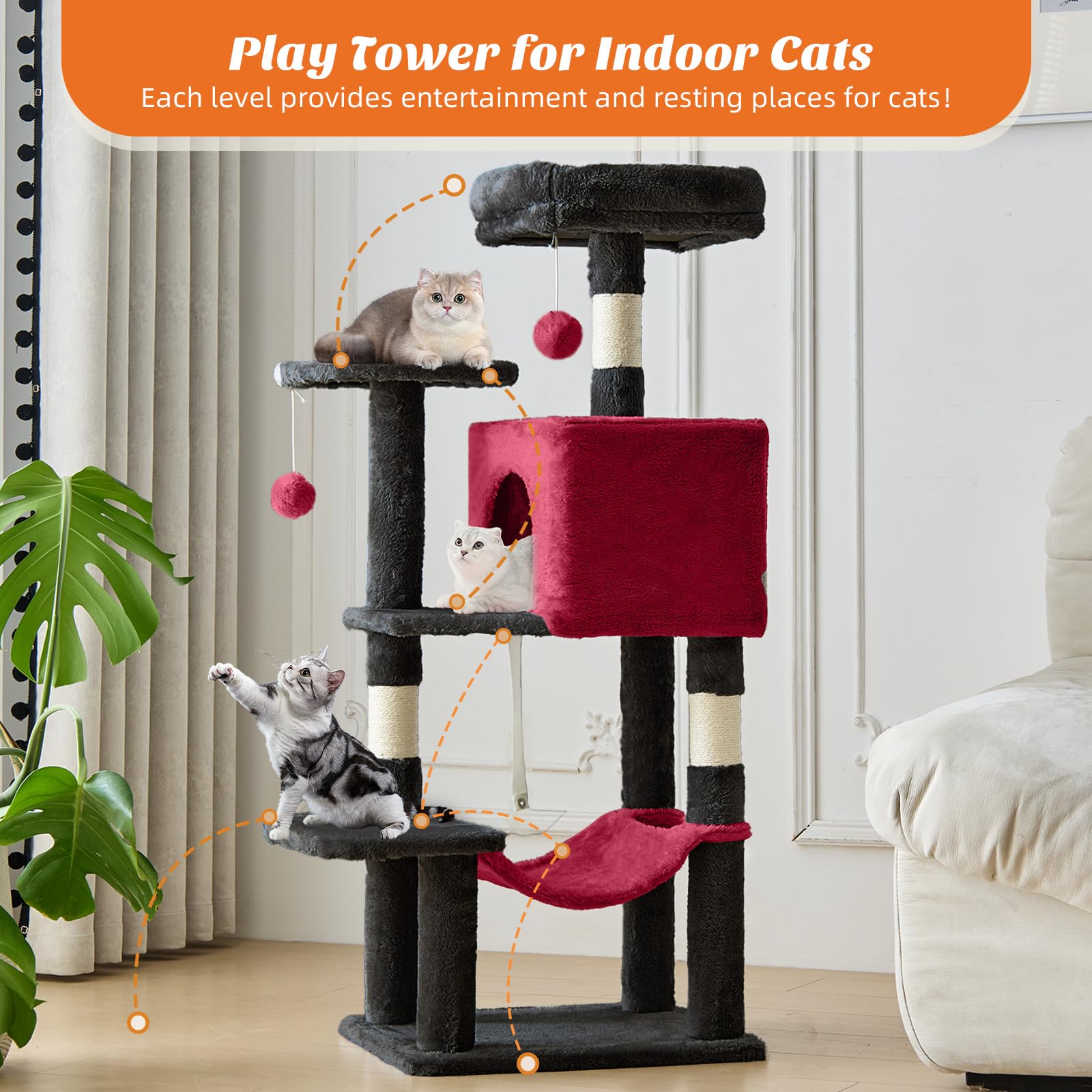 sweetcrispy torre-gato-hamaca: zona de relajación y juego para felinos.
