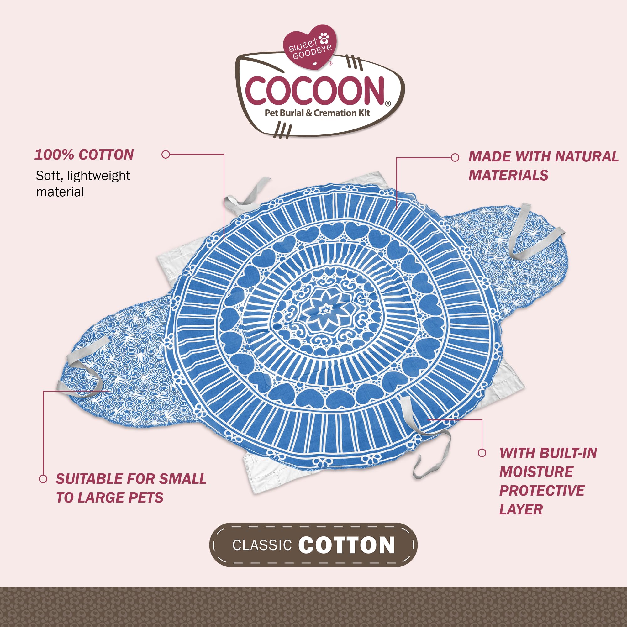 Sweet Goodbye: materiales ecológicos de algodón para un kit respetuoso con mascotas