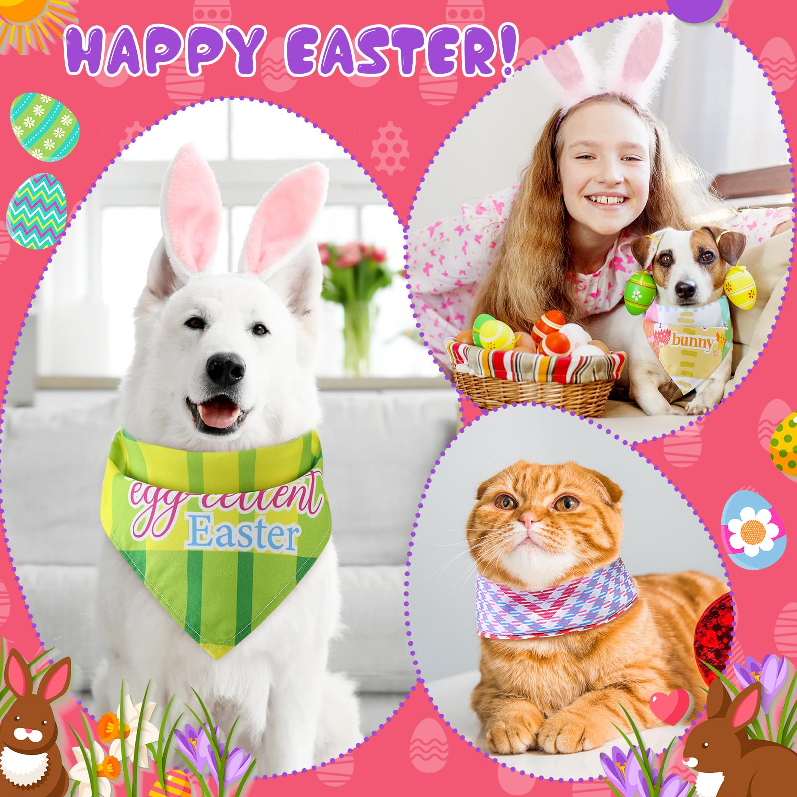 Bandanas Sweetude con mensajes de Pascua y diseños variados para eventos.