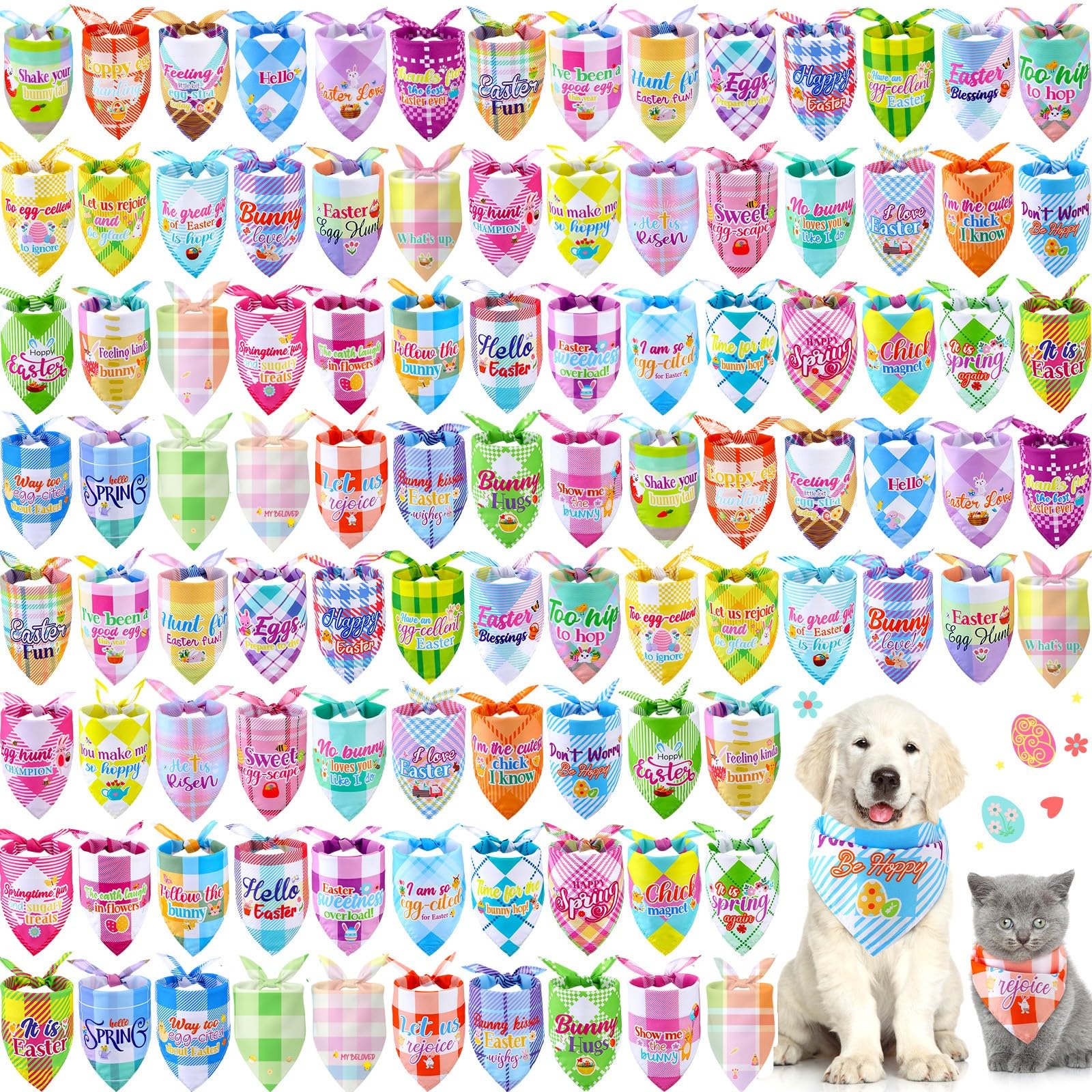 Bandanas Sweetude Pascua plaid 50 estilos, para vestir a tu mascota con estilo festivo.