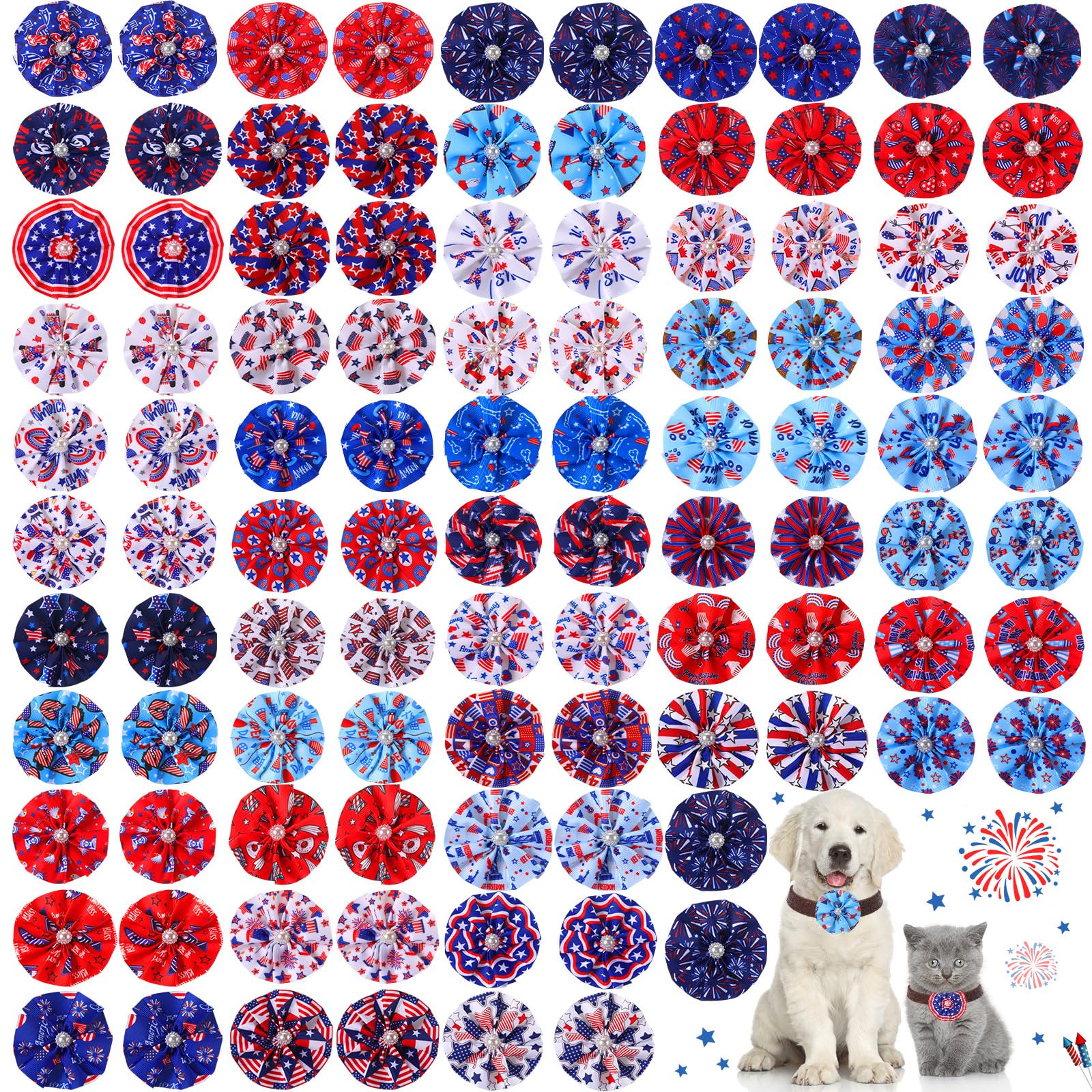Sweetude collar flor bandera 8 cm para mascotas, ideal para fiestas patrias.