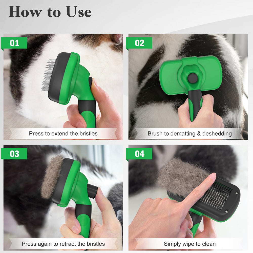 Swihauk cuidado de mascotas en casa, cepillo verde para grooming diario.