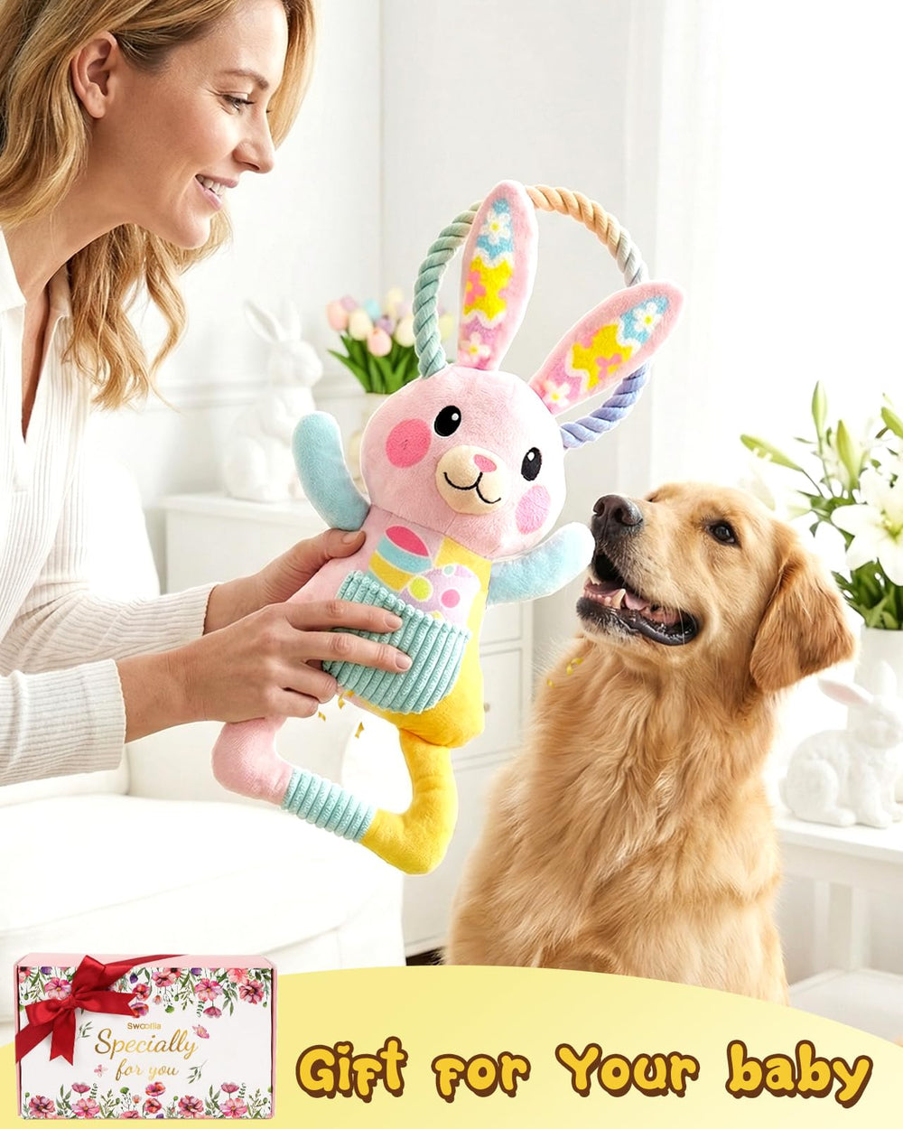 Swooflia regalo de Pascua para perros; festivo y práctico para diversión.
