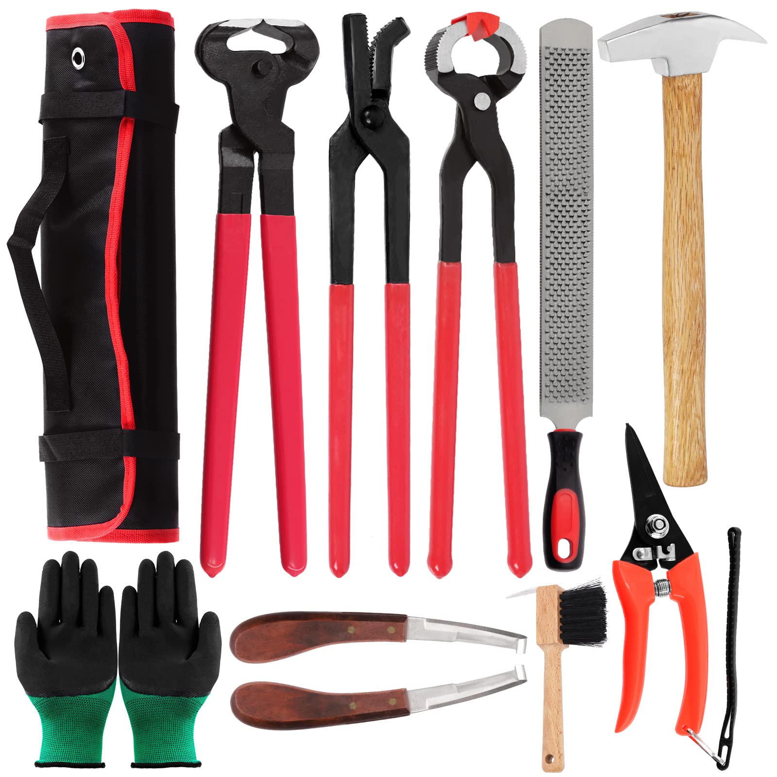 Swpeet kit herrador 12 piezas con estuche, práctico para mantenimiento de pezuñas