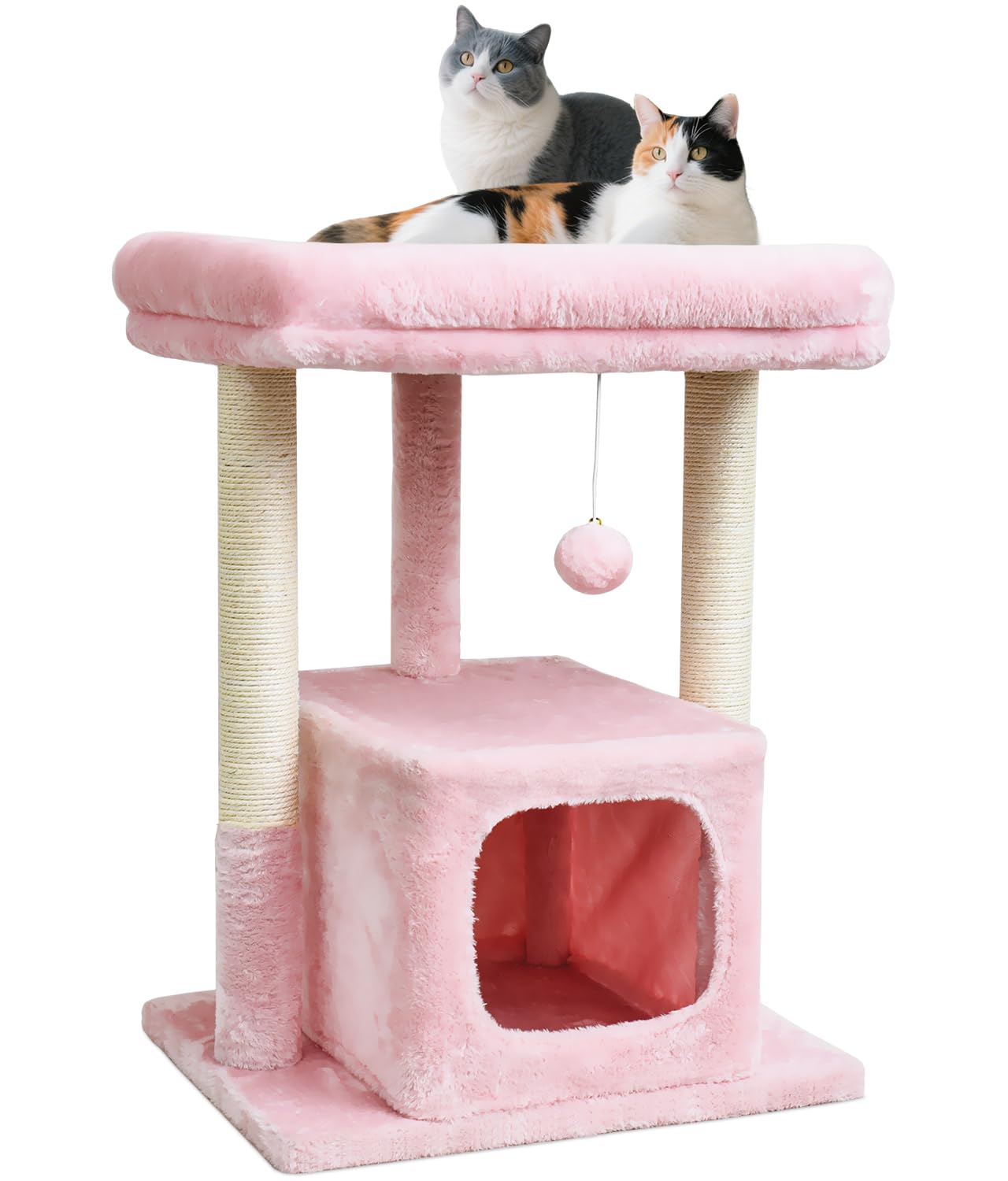 SYANDLVY plataforma superior acolchada para gato rosa, descanso cómodo