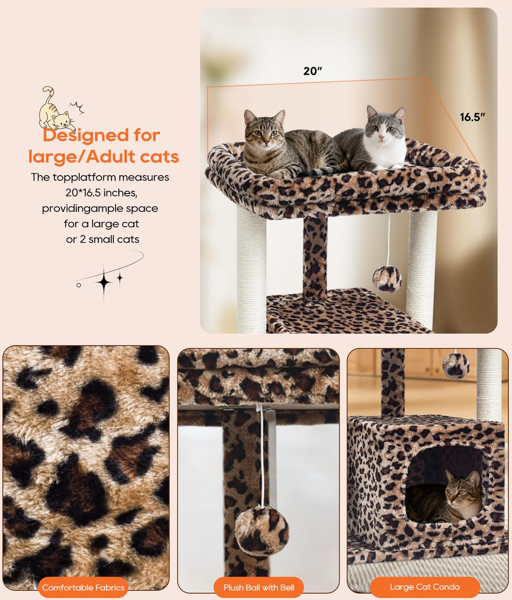 SYANDLVY árbol para gatos: diseño moderno con estampado leopardo