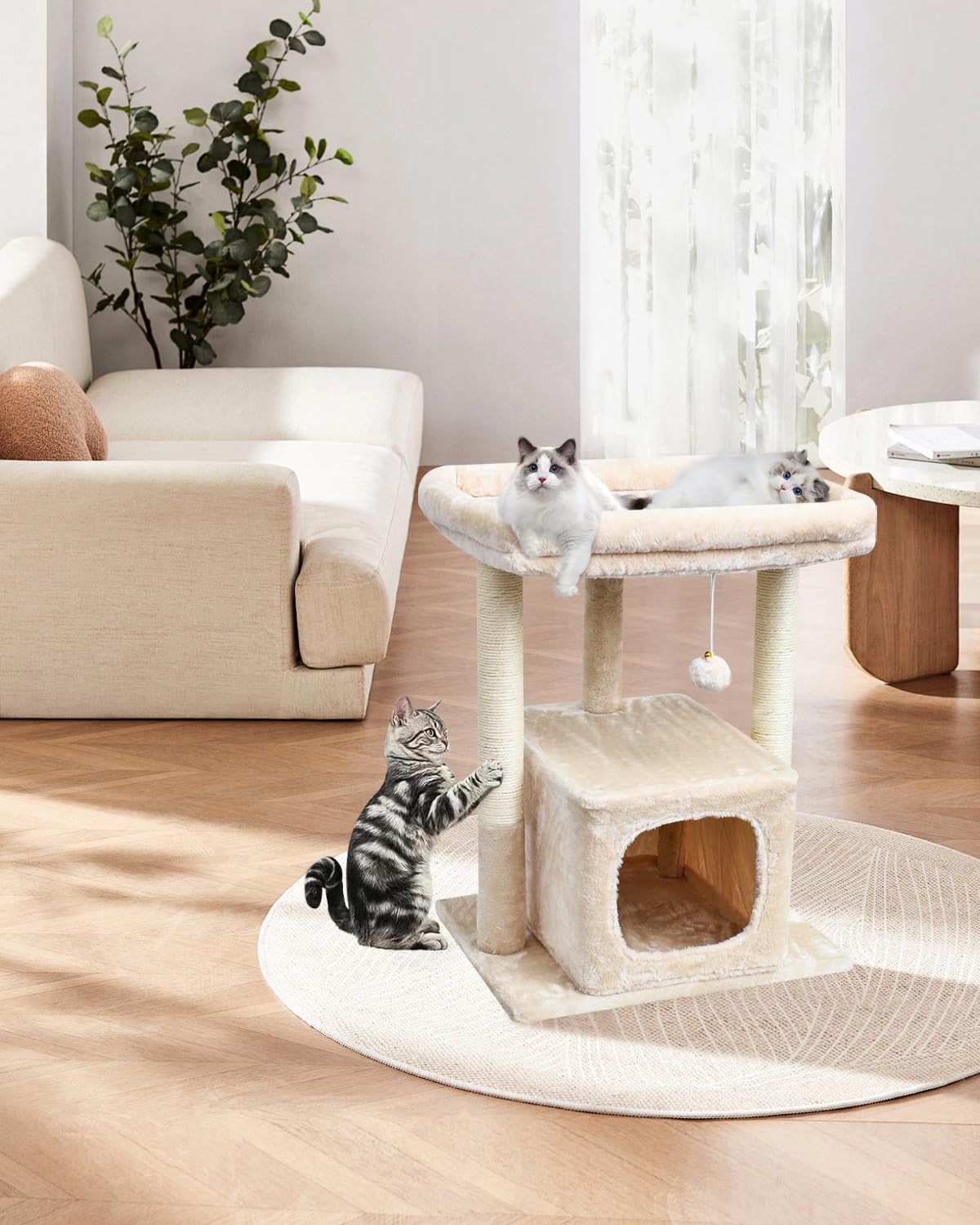 SYANDLVY arbol-gatos-interior-bola-colgante fomenta juego activo y exploración.