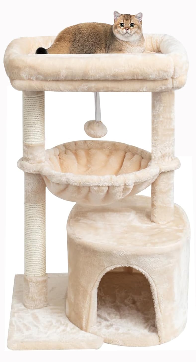 syandlvy arbol gatos pequenos perch beige, elevación ideal para vigilar desde arriba
