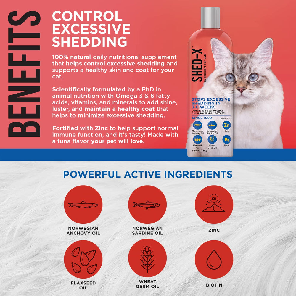 Shed-X con sabor a atún atrae a los gatos y facilita la toma.