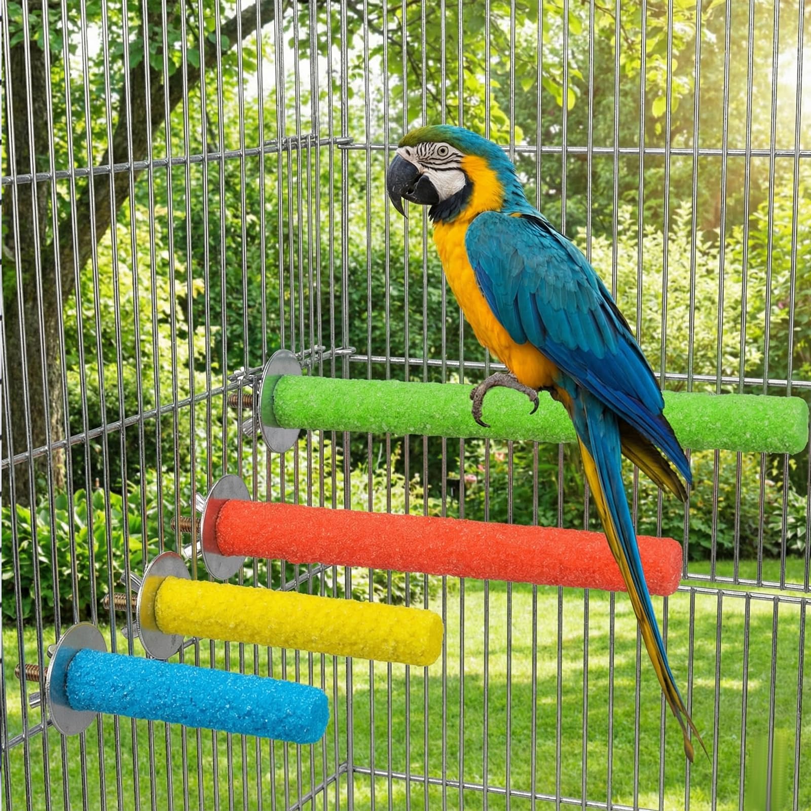 SynHHnergyx aves disfrutan del entretenimiento con la percha