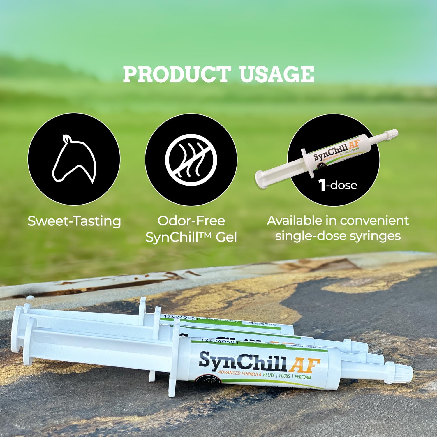 Aplicación de gel SynChill AF durante sesiones de entrenamiento sin sedación.