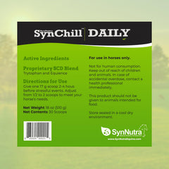 SynNutra Equine SynChill, mezcla natural para calmar, mejora el enfoque sin sedación