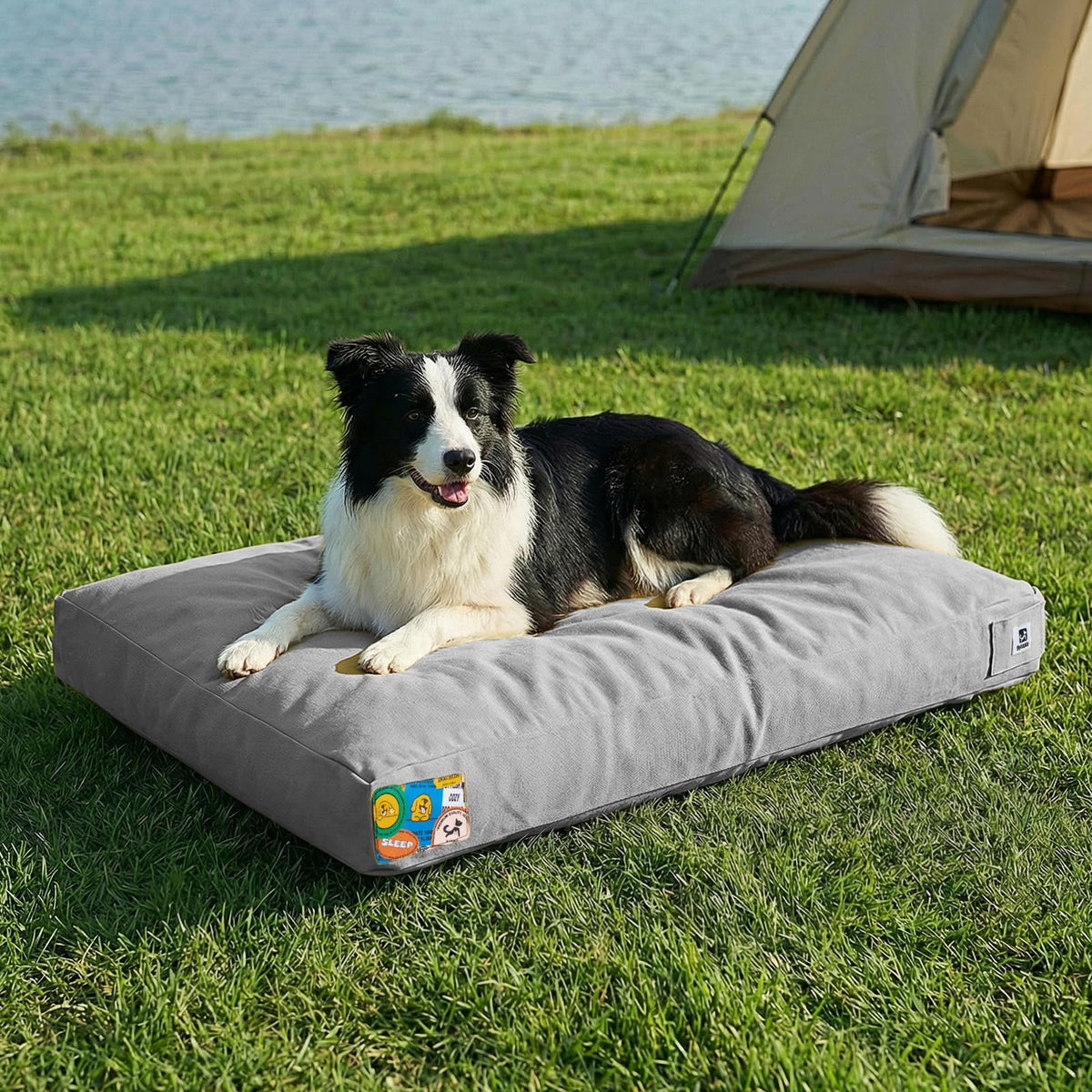 Sytopia cama para perro exterior en lona indestructible, ideal para patios.
