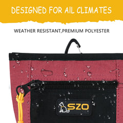 SZO bolsa premios para perro con bolsillo frontal y cremallera para objetos personales.