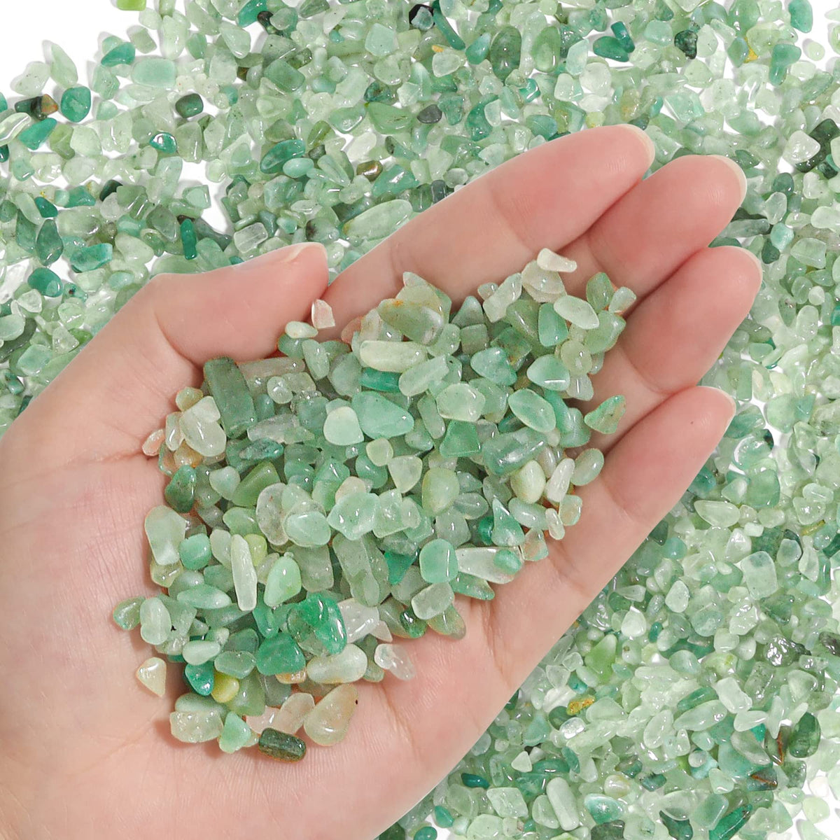 Piedras de cristal T4U, chips de cuarzo verde pulidos para decoración.
